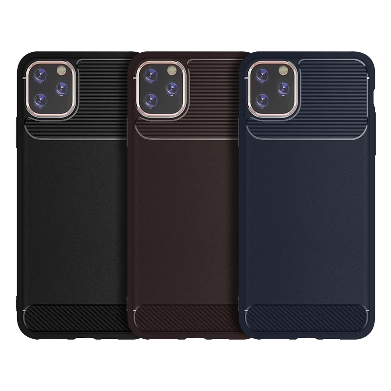 Для iphone 11 Pro Max углеродное волокно мягкий чехол из ТПУ для Apple силиконовая резина