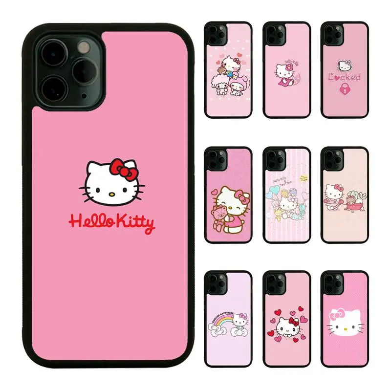 

Lovely-Pink-Hello-Kitty Phone Case For iPhone 13 12 11Pro Max 11 XR XS Max X 8 7 6 6S Plus Mini SE 2020 hard Fundas