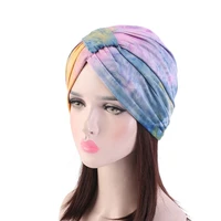 european and american tie dye turban hats for women muslim turban hat ethnic style toe cap modal cotton knotted bottoming hat