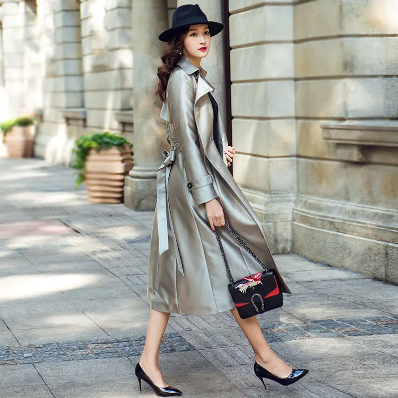 Тренч Женский 2019 новый осенний темперамент ветрозащитные пальто Дамская мода