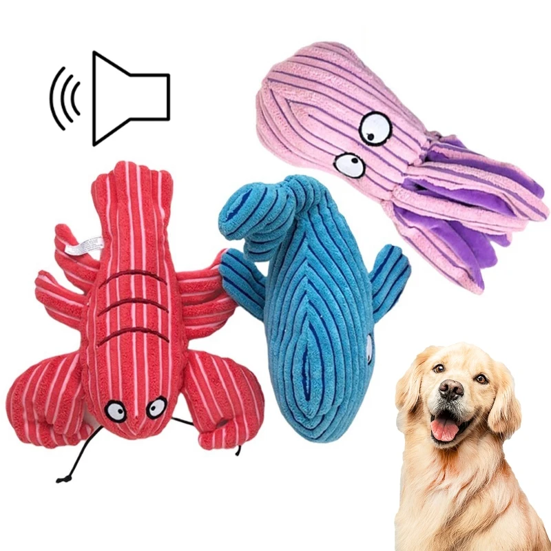 

3 Pcs Cute Lobster/Whale/Octopus Shape Dog Chew Molar Toy Gnawing Sound Doll