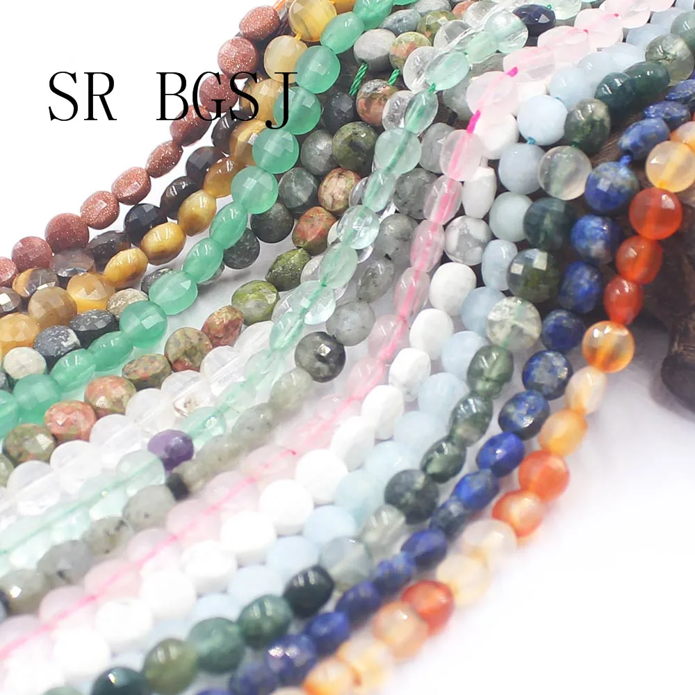 Бесплатная доставка 6 мм виды драгоценных камней граненая монета Ассорти