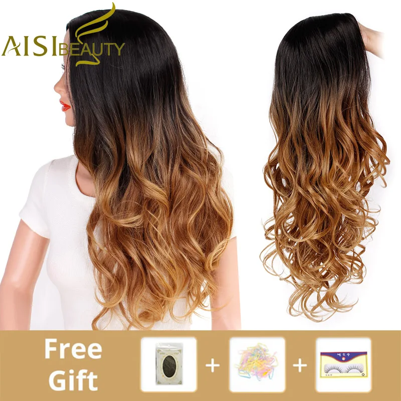 AISI BEAUTY Ombre длинные светлые коричневые волнистые парики для женщин синтетические Черные Серые Красные Женские Повседневные Вечерние термостойкие накладные волосы