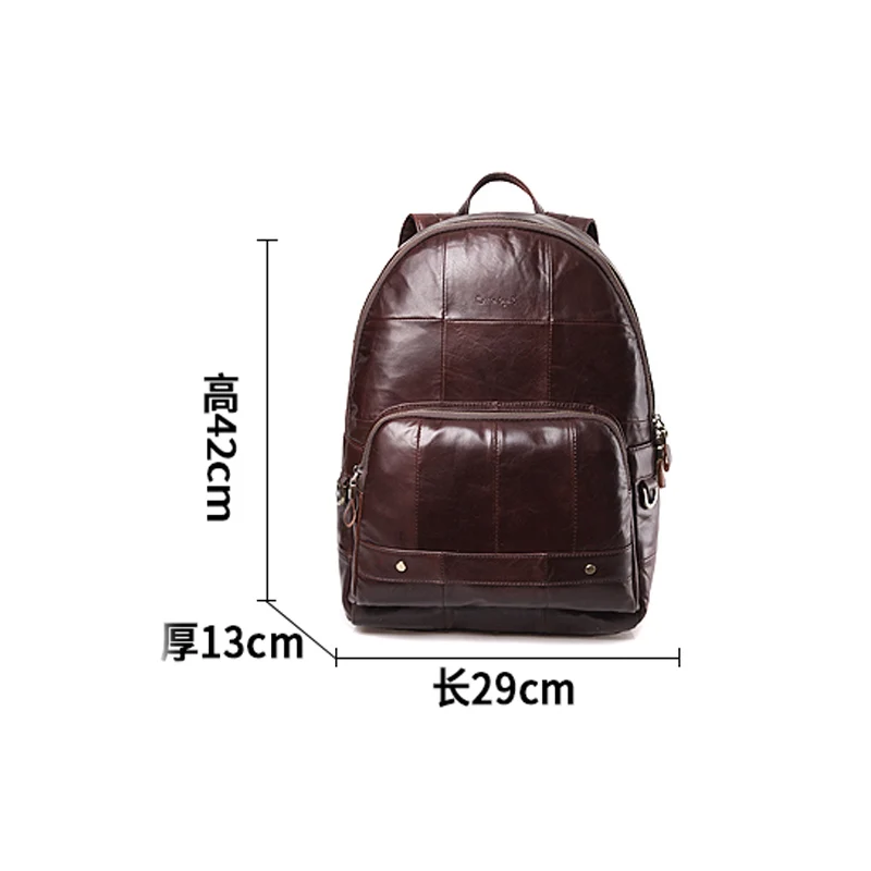 

Cobbler Legend Men Genuine Leather Backpack Retro Fashion Laptop Bags Men Travel Bag Casual Knapsack Solid Color School Bags
