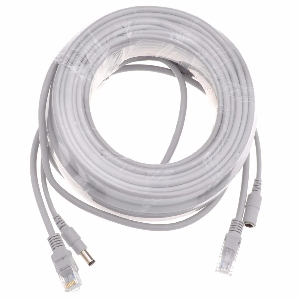 20 м CCTV сетевой кабель RJ45 CAT5/CAT 5e + DC Мощность видеонаблюдения расширение сети Ethernet
