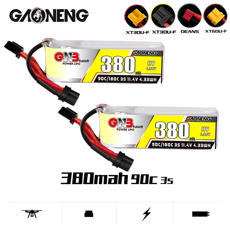 2/4 шт. GNB Max180C HV Lipo Battery 3S 11 4 V 380mah 90C XT30U-F/XT60U-F Plug для BETAFPV Beta75X Beta65X 2S Whoop Drones parts | Игрушки