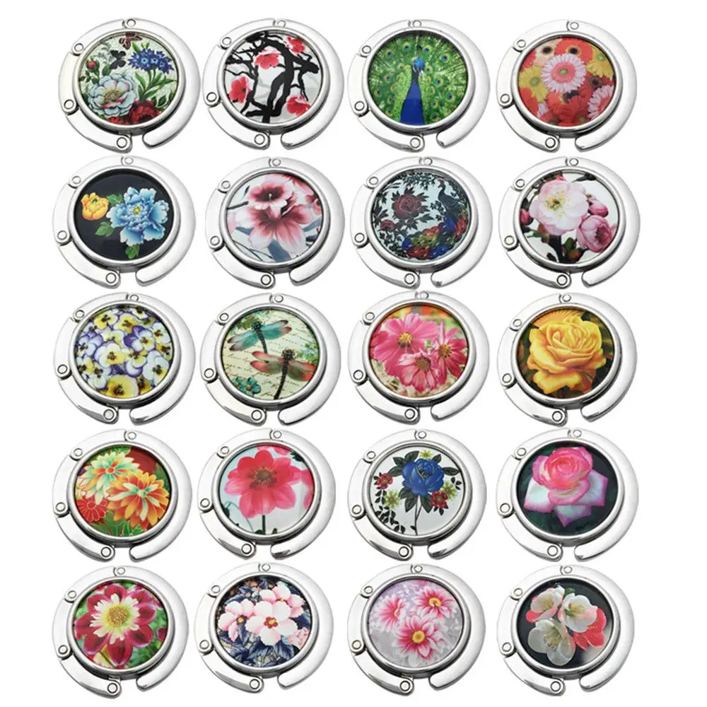 

Oil Painting Style Travel Crystal Folding Table Bag Hook Table Hanger Desk Hooks Purse Holder