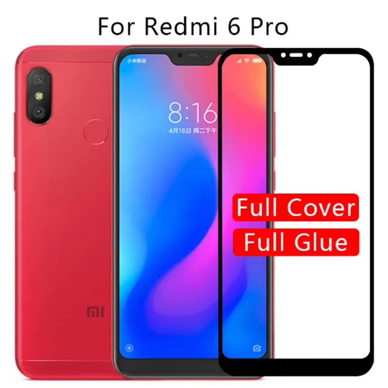 Полное Защитное стекло для Xiaomi Redmi 6 Pro Защитная пленка экрана закаленное xaomi Ksiomi