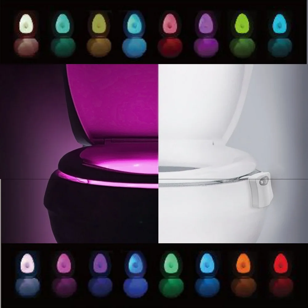 Smart PIR Motion Sensor Toilet Seat Night Light 16 Colors Waterproof Backlight For Toilet Bowl LED Luminaria Lamp WC Toilet Ligh