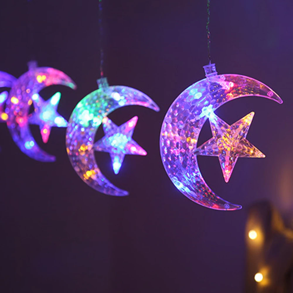 СВЕТОДИОДНАЯ Гирлянда в виде луны и звезд Рождественское украшение праздничное
