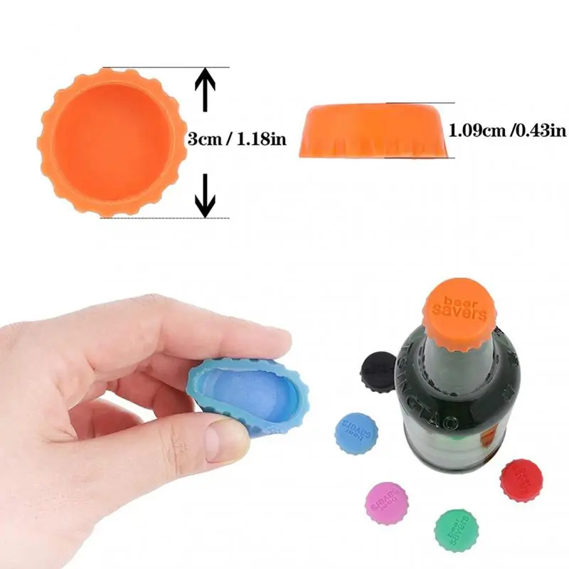 

12pcs/lot Mix-colored Silicone Beer Bottle Cap 2.8cm Wine Stopper Vinegar Soy Corktail Lid Bottle Cover Good Seal Kitchen Gadget