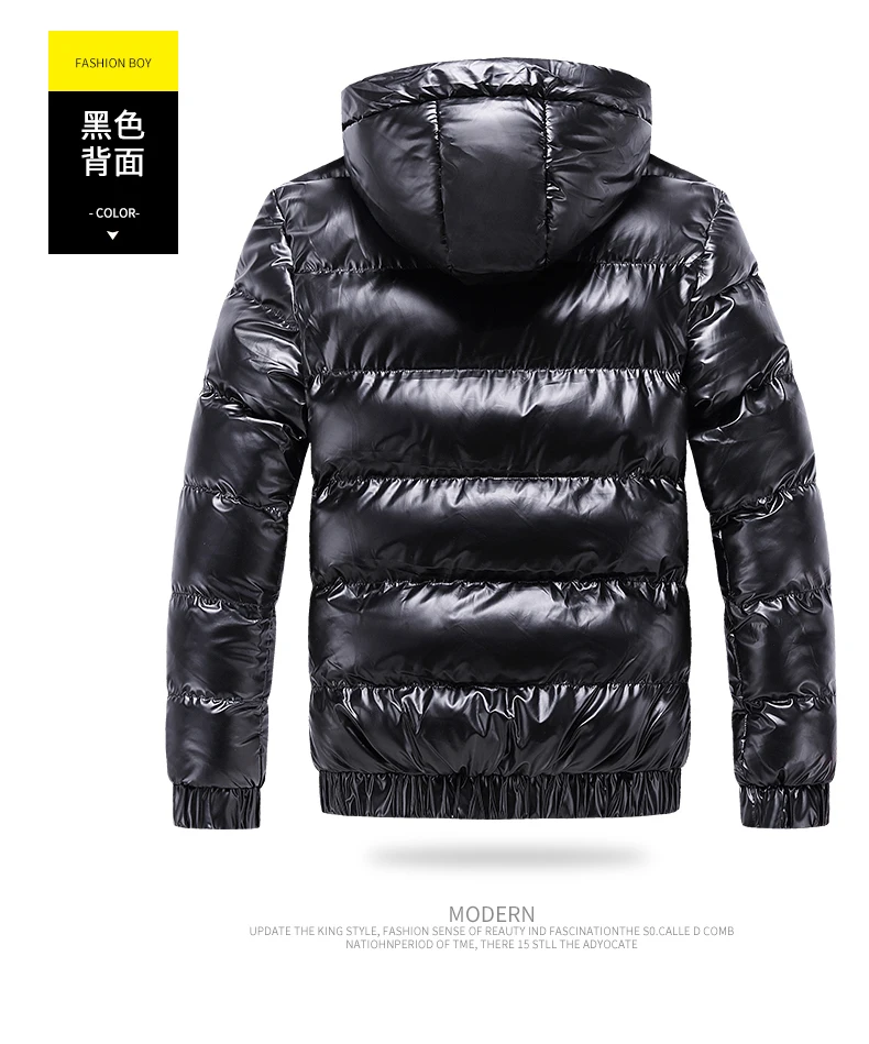 Silver Male Shiny Winter Fashion Warm Man Parka Waterproof Jacket Men Casual Coat Streetwear Windbreaker