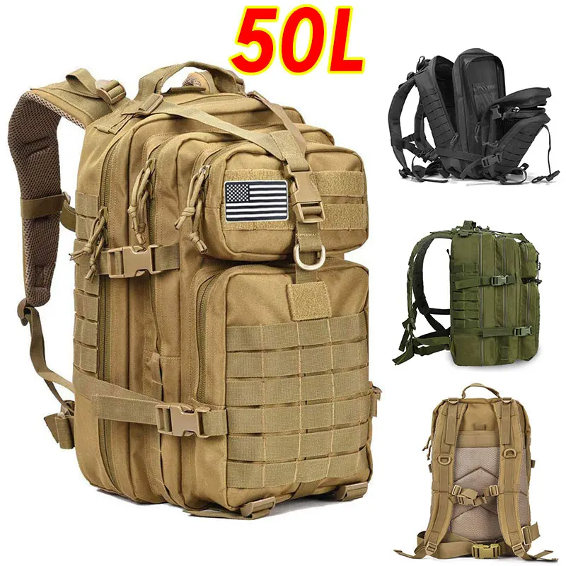 Koop 50L Grote Capaciteit Mannen Militaire Tactical Rugzak 3P Softback Outdoor Wandelen Camping Rugzak Jacht Camping Reistas