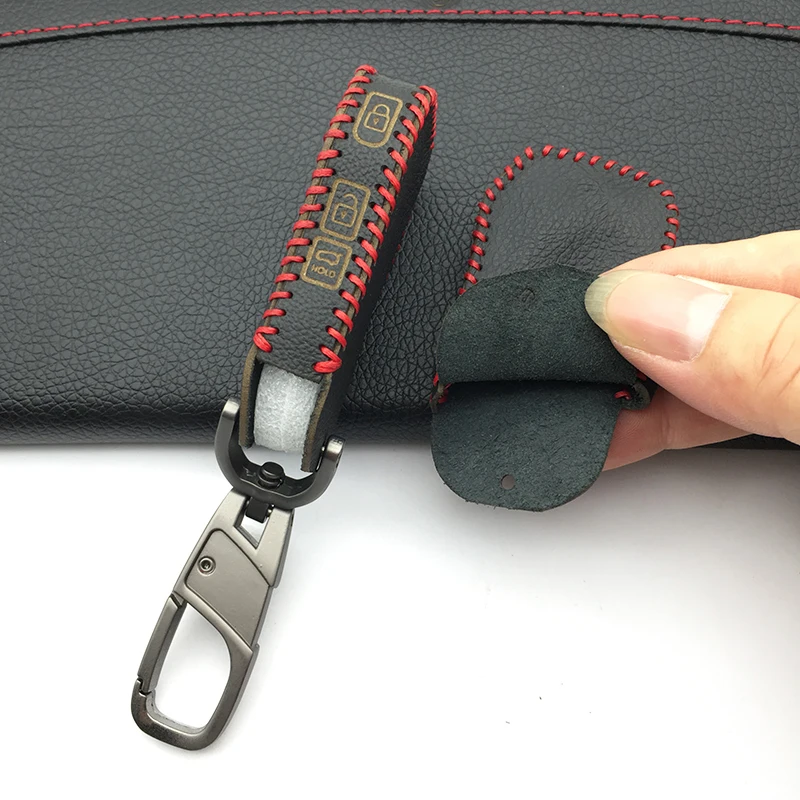 

100% Leather car key fob skin set cover case shell holder for Kia 2018 2019 sportage R Stinger remote sorento cerato protect key