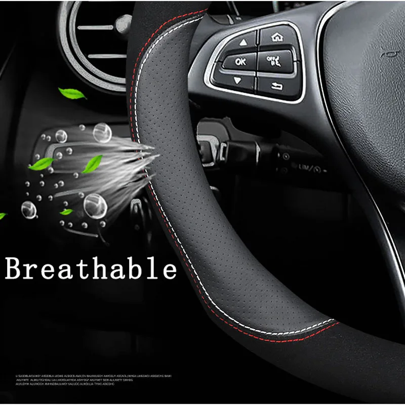 

Popular Genuine Leather Car Steering Wheel Cover 15 Inch/38cm for FIAT Bravo Linea Freemont Ottimo Viaggio 500 Punto