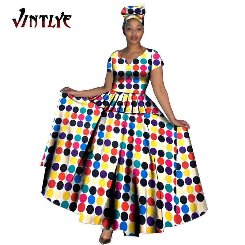 Модная женская одежда африканские платья с принтом Анкары v-образный вырез