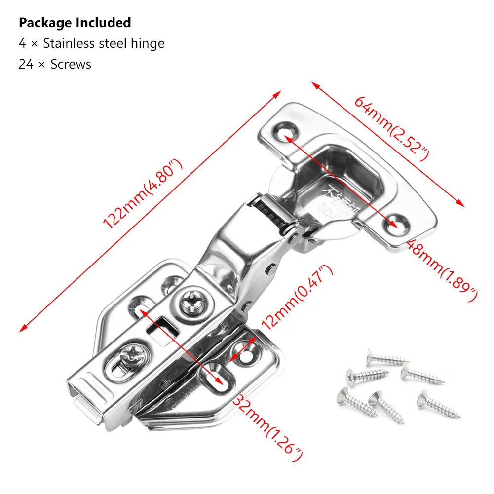 Петли для шкафа из нержавеющей стали 4 шт. Буфер Заслонки мягкое закрытие