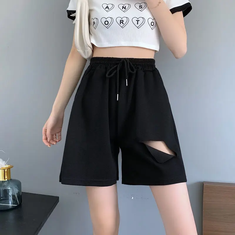 

High Waist Sports Shorts women's summer 2021 new loose pants high waist large casual hot pants wide leg pants fashion[Delivery