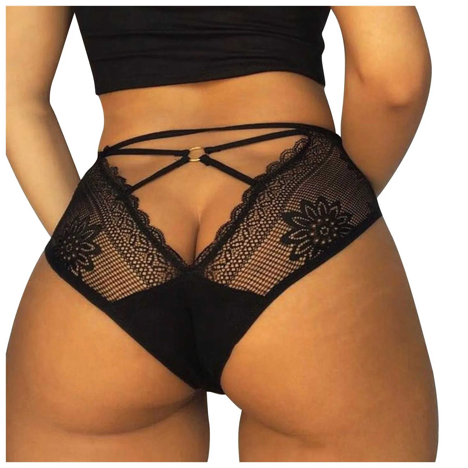 

Fashion Women's Fashion Transparent Hollow Out Sexy Lace Stitched Breathable Underwear Briefs Bandage Lingerie