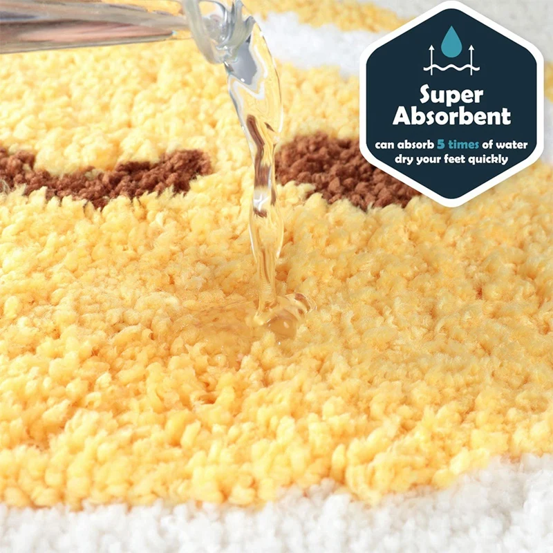 

Bathroom Rug,65X48cm,Non Slip Cute Bath Mat,Soft Shower Rug,Plush Microfiber Thick Shaggy Floor Mats