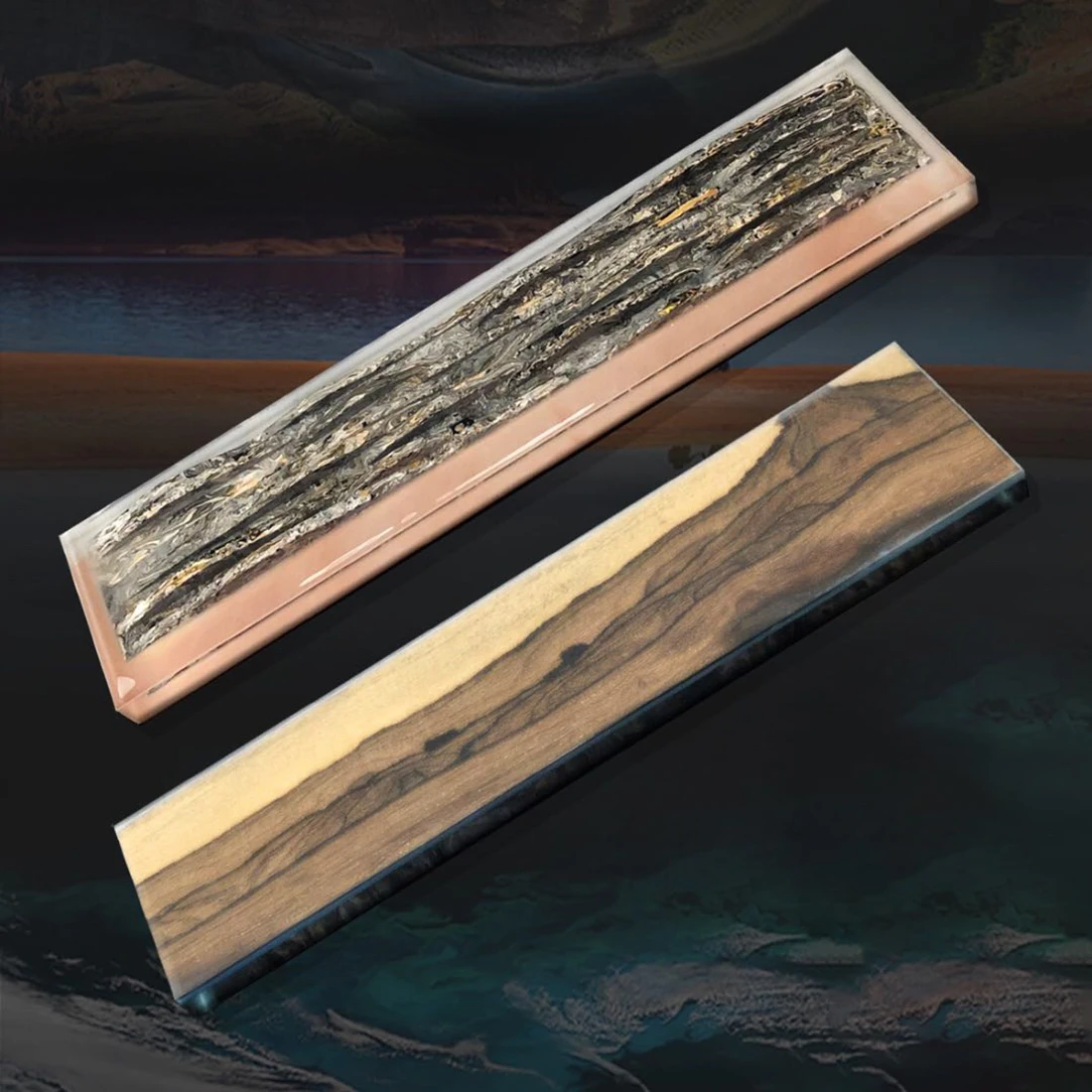 

45 x 8 x 2cm Customized Wrist Rest Pad Wrist Cushion with Wooden Base for Mechanical Keyboard