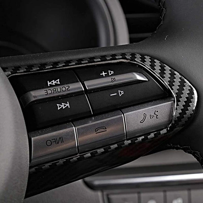 

Carbon Fiber Steering Wheel Frame Cover Moulding, Car Interior Accessories for Mazda 3 Cx-30 2019 2020,4PCS