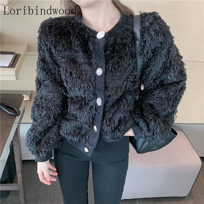 

Make Firm Offers Feather Tassels Pearl Clasp Round Collar Short Paragraph Cardigan Coat