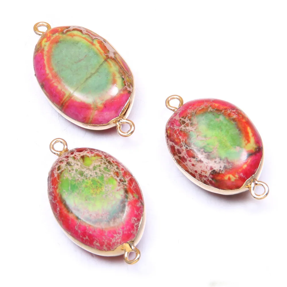 

Natural Semi Precious Stone Connector Egg Shape Imperial Stone Making Necklace Bracelet DIY Accessories
