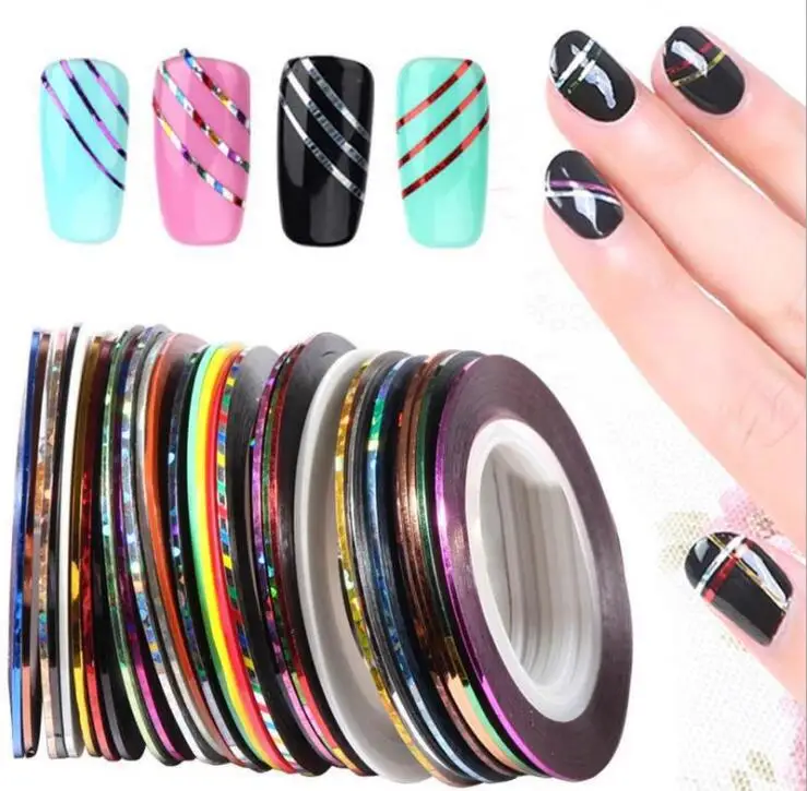 600set/lot Mix Styles 0.1x200cm Eco-Friendly 3D Manicure Nail Stickers Cannetille Solid Laser Rainbow Art Supplies HA1845 | Красота и