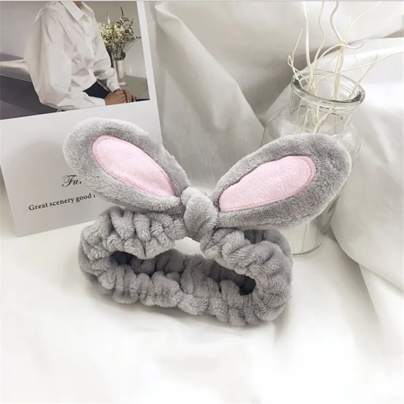 grey Новинка, модный фланелевый мягкий бантик, ободок с кроличьими ушами для женщин, девушек, тюрбан, милый держатель, повязка для волос, головной убор, аксессуары для волос - Цвет: grey