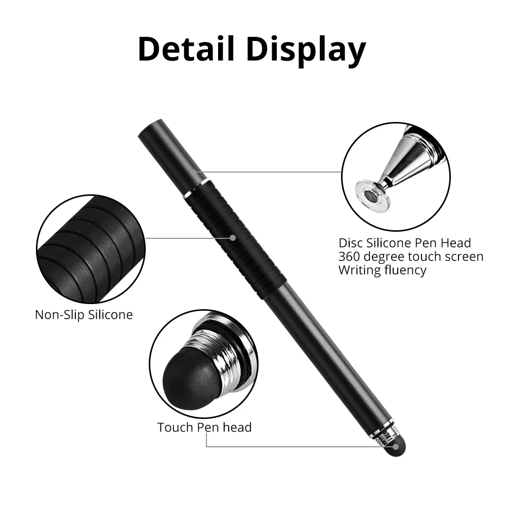 2 in 1 screen caneta touch pen universal stylus pen drawing tablet capacitive smart pencil accessories 2pcs free global shipping