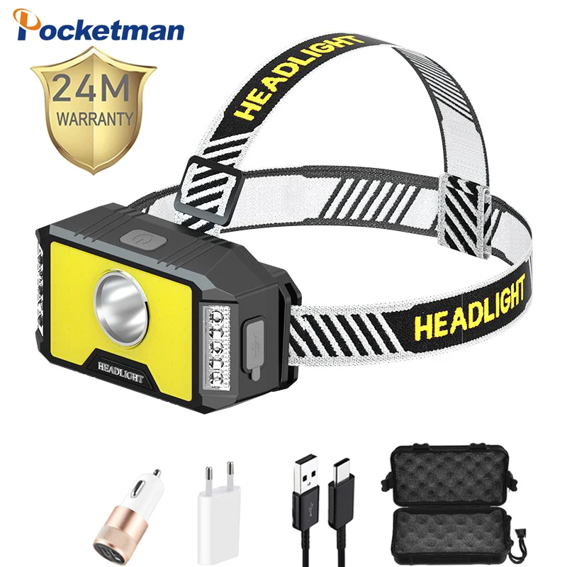 

New Brand T6+COB floodlight 5modes super bright headlight USB charging head lamp outdoor lighting strong headlamp fishing light