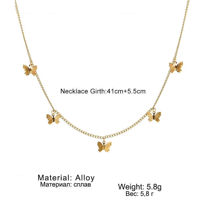 

Gold Chain Butterfly Pendant Choker Necklace Women Statement Collares Bohemian Beach Jewelry Gift Collier Cheap