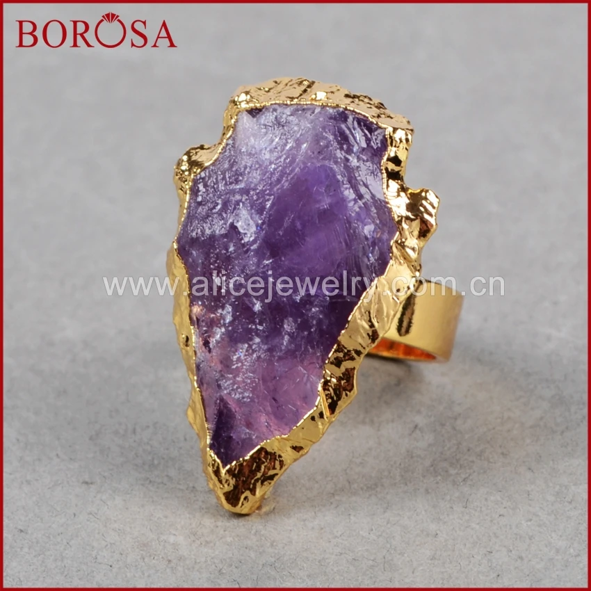 BOROSA 5/10 шт. наконечник стрелы золотого цвета сырье натуральный аметист кольца