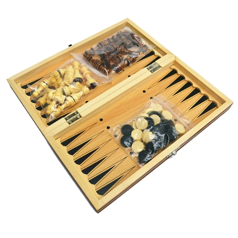 

Super Magnetic Wooden Chess Backgammon Checkers 3 in 1 Chess Game Ancient Chess Travel Chess Sets Wooden Chess Piece Chessboard