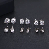slbridal pave setting fashion 3mm 8mm size cz crystal earrings set aaa grade cubic zircon stud earring women girls gift earring