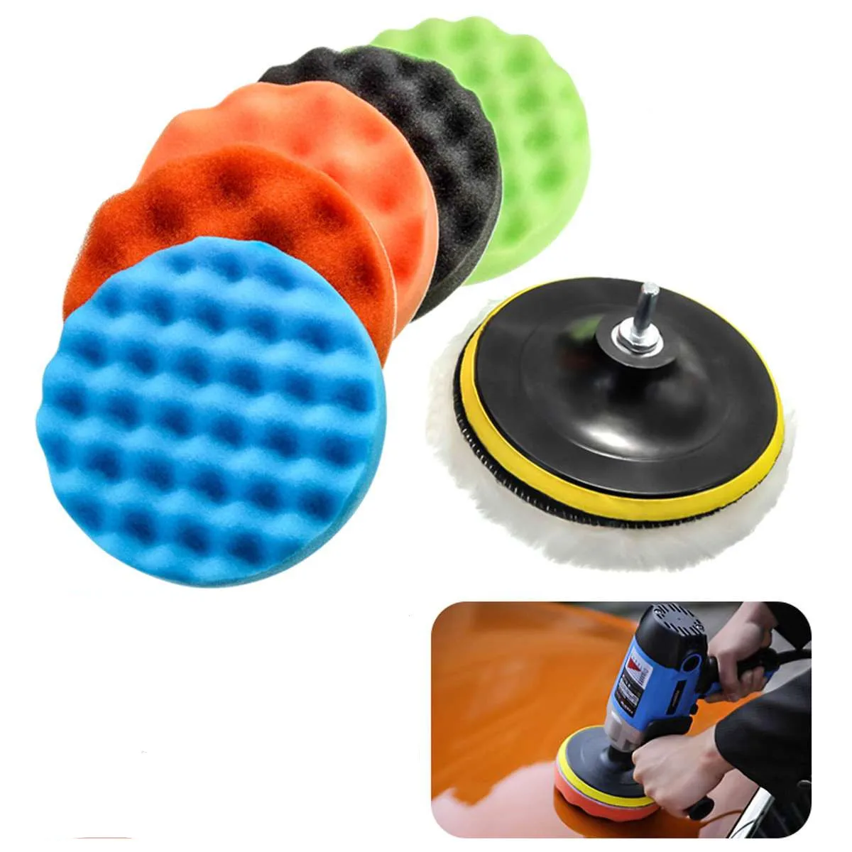 

8 шт. 3 ''4'' 5 ''6'' 7 ''Полировочная губка, набор ручных инструментов для полировки автомобиля
