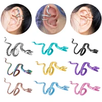 1pc snake clip on earrings wrap ear cuff without piercing punk non pierced fake cartilage earring for women men jewelry 9 colors