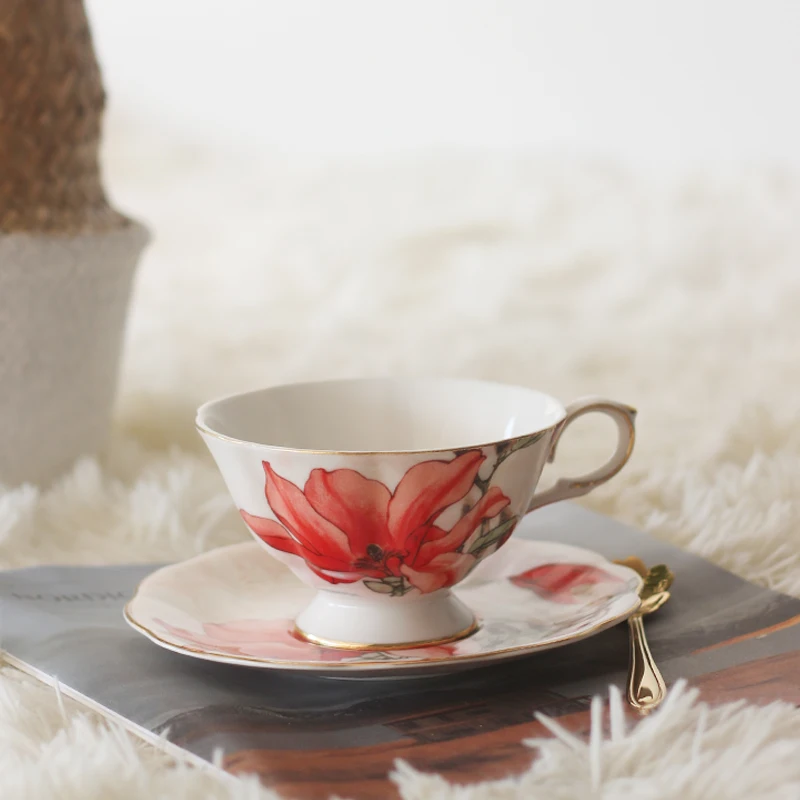 

Ceramic Afternoon Black Tea Cups And Saucers Bone China Coffee Cup With Tray Porcelain Drinkware Set Dropshippin