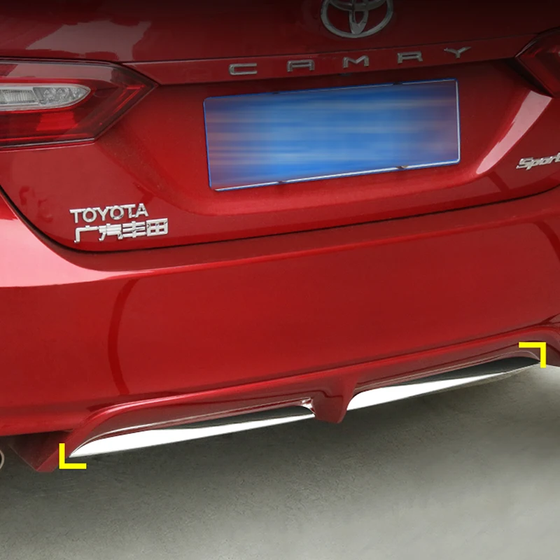 CARMANGO for Toyota Camry XV70 2018 2019 Auto Car Styling Rear Bumper Pad Chrome Cover Trim Frame Sticker Exterior Accessories | Автомобили