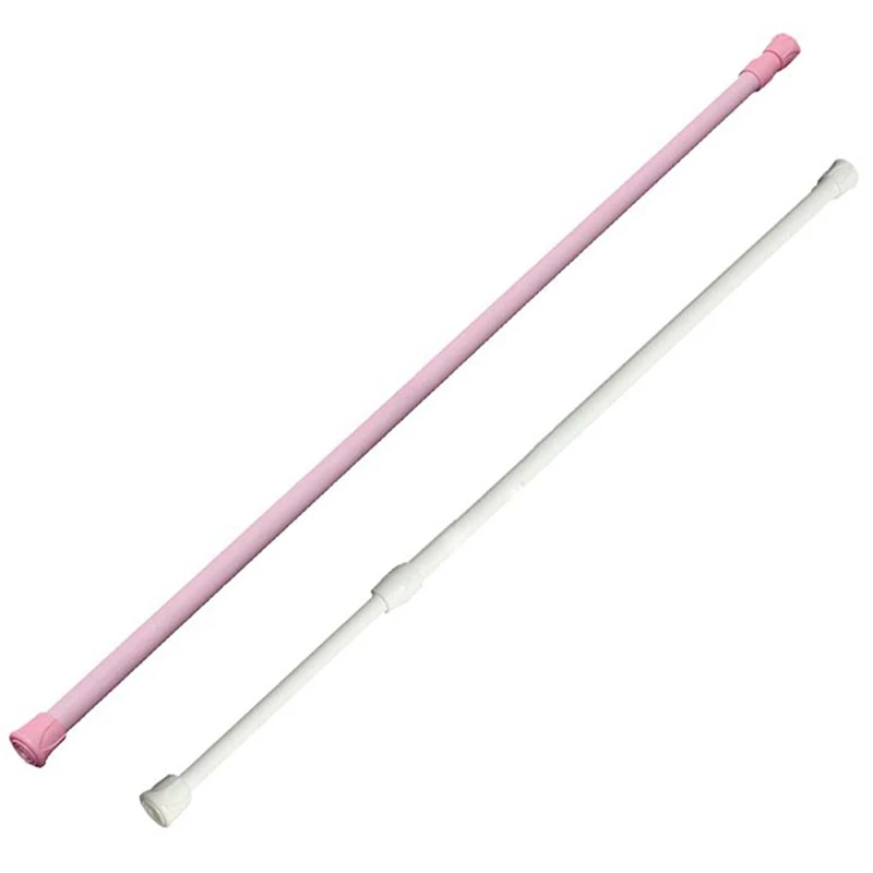 

2 Pcs Spring Loaded Extendable Telescopic Net Voile Tension Curtain Rail Pole Rod Rods 60 X 110Cm, White & Pink