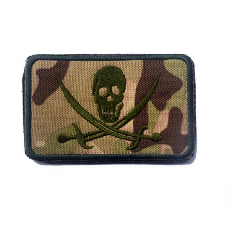 Вышитые патч котики Пират Веселый Роджер Череп скрещенные мечи военный