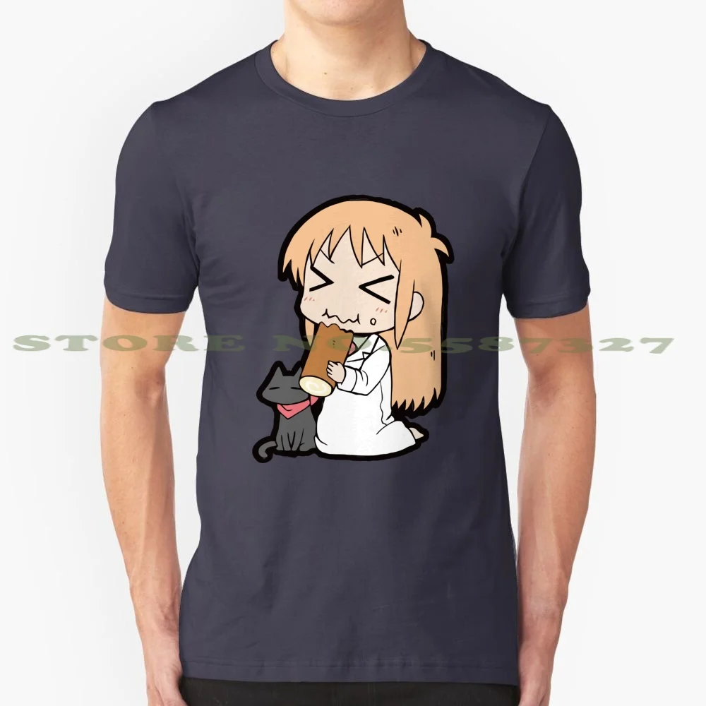 Hakase и Sakamoto Chibi 100% футболка из чистого хлопка Nichijou Kawaii милый ученый Аниме