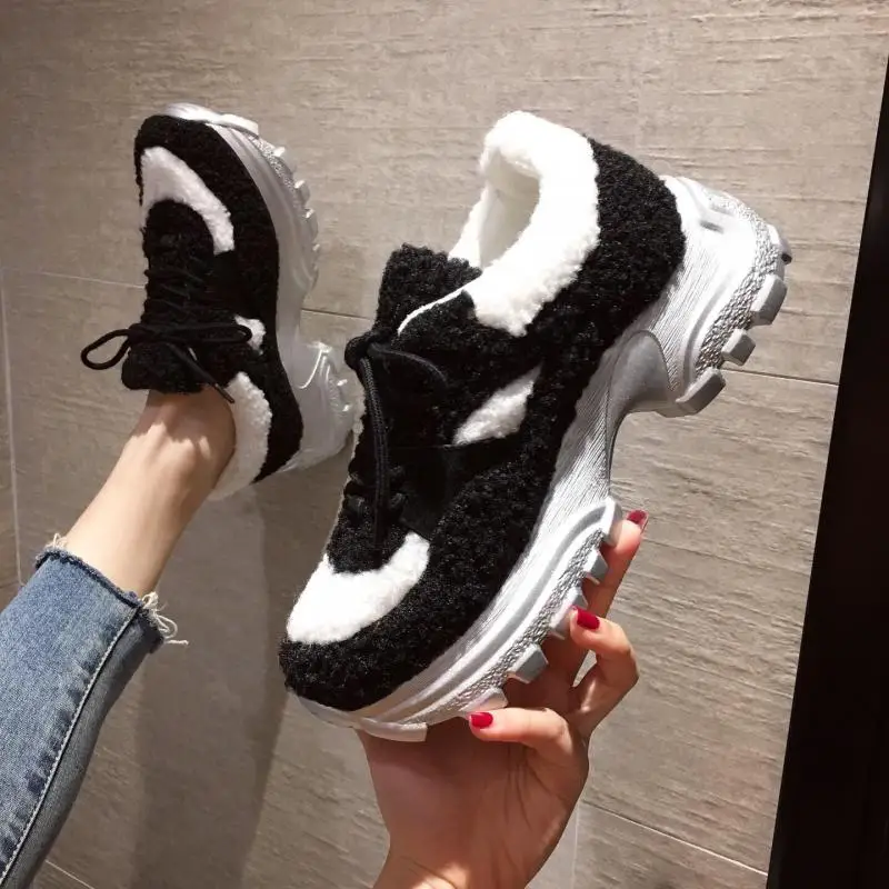 

Swyivy Velvet Fur Sneakers Women Warm Winter Shoes New 2020 Student Platform Sneakers Winter White Shoes Velvet Fur Warm