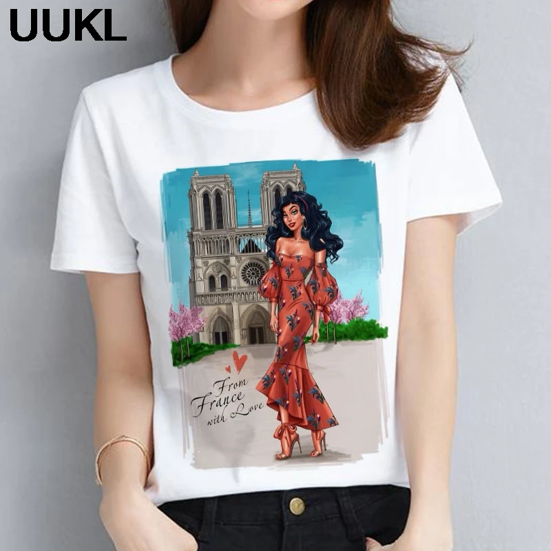 Женская уличная футболка Moda Mujer Белая Летняя Harajuku Fashion Princess of Франция с надписью