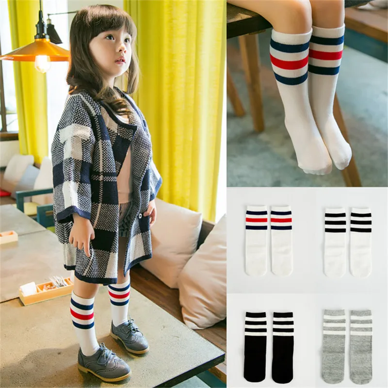 New Arrival Baby Socks Striped Warm Girl Knee High Cute Tube Kids Meias Vertical Sokken Non-slip | Детская одежда и обувь