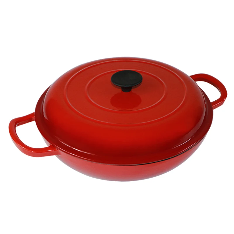 

TT Cast Iron Enamel Stew Pot Pan Shallow Pot Bottom Seafood Paella Pot 30cm Braised Stew-Pan Hotel Supplies