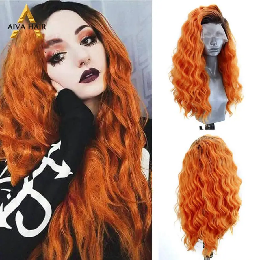 Парик AIVA термостойкий синтетический с эффектом омбре наполовину черный белый