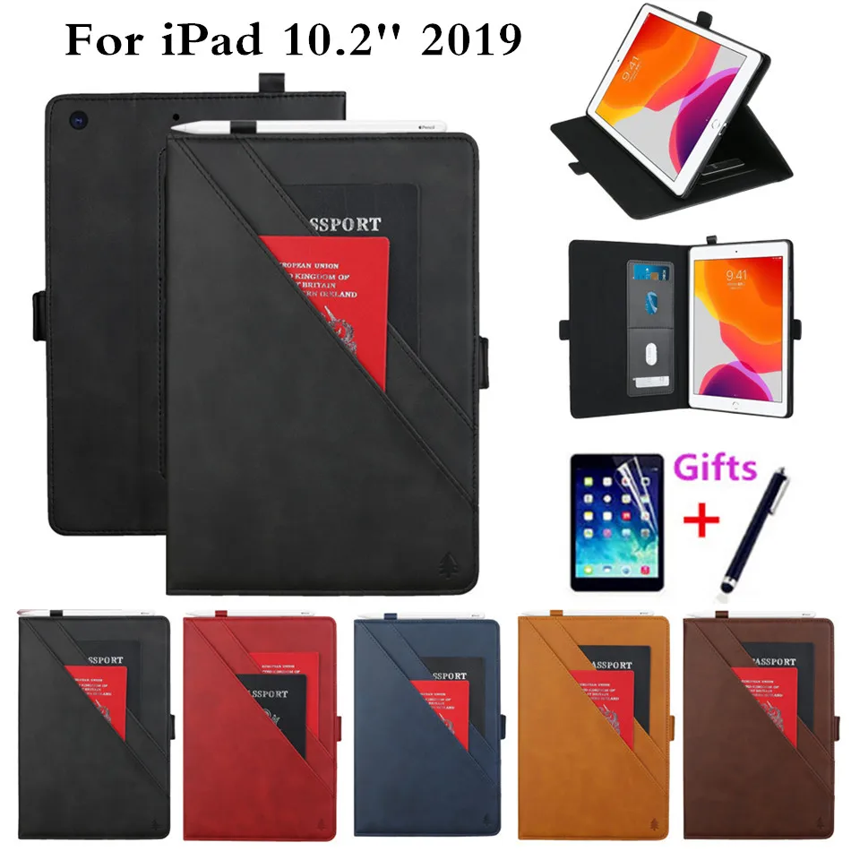 Для iPad 10,2 чехол 7th A2198 A2200 A2232 бумажник многофункциональный регулировки Стенд Кожаный Чехол Съемный слот для карт чехлы-флип+ подарок