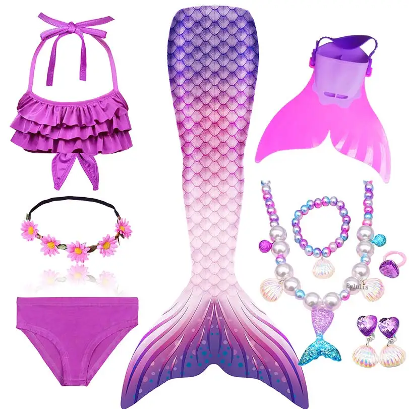 Детский купальник Русалочка купальный костюм с хвостом и моноластами или без